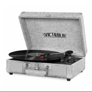 Victrola Suitcase 3-speed Record Player with Dual Bluetooth Connectivity - Grey